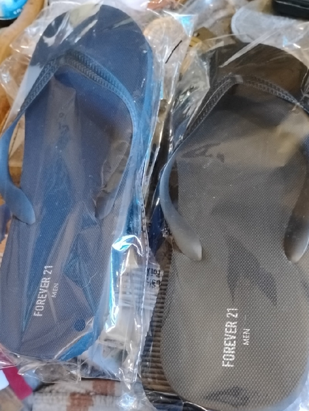 Forever 21 Men's Flip Flops in Navy Blue and Black(2 Pairs)